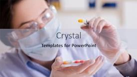  Presentation with drug synthesis - Colorful presentation enhanced with lab assistant in drug synthesis concept backdrop and a light blue colored foreground