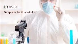  Presentation with drug synthesis - Audience pleasing presentation theme consisting of lab-assistant-in-drug-synthesis backdrop and a lemonade colored foreground