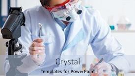  Presentation with drug synthesis - Beautiful slide deck featuring lab-assistant-in-drug-synthesis backdrop and a light blue colored foreground