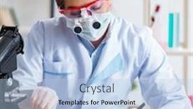  Presentation with drug synthesis - Presentation featuring lab-assistant-in-drug-synthesis background and a light blue colored foreground