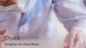  Presentation with drug synthesis - Beautiful presentation featuring lab-assistant-in-drug-synthesis backdrop and a light blue colored foreground