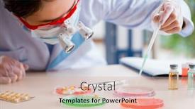  Presentation with drug synthesis - PPT theme with lab-assistant-in-drug-synthesis background and a lemonade colored foreground