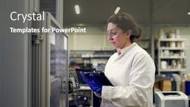  Presentation with lab coat - Amazing PPT layouts having lab-assistant-in-white-coat backdrop and a dark gray colored foreground