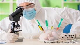  Presentation with gmo - Cool new theme with lab assistant testing gmo chicken backdrop and a lemonade colored foreground