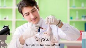  Presentation with gmo - Theme featuring lab assistant testing gmo chicken background and a lemonade colored foreground