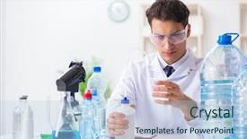  Presentation with water quality parameters - Presentation design enhanced with lab assistant testing water quality background and a light blue colored foreground