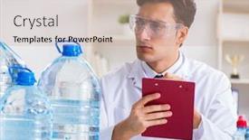  Presentation with testing - PPT theme consisting of lab assistant testing water quality background and a coral colored foreground