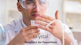  Presentation with testing - Beautiful presentation design featuring lab assistant testing water quality backdrop and a coral colored foreground