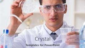  Presentation with testing - Presentation design consisting of lab-assistant-testing-water-quality background and a light blue colored foreground