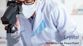  Presentation with beauty products - Cool new PPT layouts with lab chemist checking beauty and make-up products backdrop and a light blue colored foreground