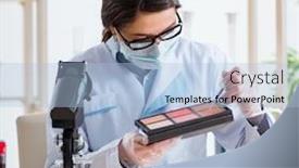  Presentation with beauty products - Presentation featuring lab-chemist-checking-beauty background and a light blue colored foreground