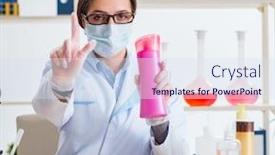  Presentation with beauty products - Presentation design enhanced with lab-chemist-checking-beauty background and a sky blue colored foreground