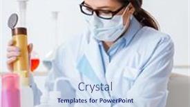  Presentation with beauty-products - Presentation theme consisting of lab-chemist-checking-beauty background and a sky blue colored foreground