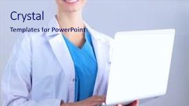  Presentation with teamwork nurse doctor - Beautiful theme featuring lab coat - beautiful woman doctor or nurse backdrop and a sky blue colored foreground