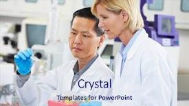  Presentation with laboratory - PPT layouts enhanced with lab coat - male and female scientists working background and a sky blue colored foreground