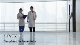  Presentation with lab coat - Beautiful presentation design featuring lab coat - two doctors walking and smiling backdrop and a lemonade colored foreground