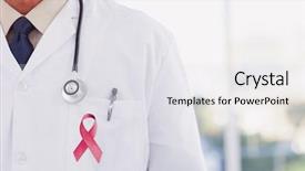  Presentation with lab coat - Theme consisting of lab coat against prostate cancer background and a light gray colored foreground