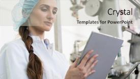  Presentation with lab coat - Cool new slides with lab coat and protective headwear backdrop and a light gray colored foreground