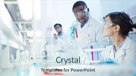  Presentation with lab test - Beautiful slides featuring lab coat and safety backdrop and a sky blue colored foreground