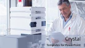  Presentation with lab coat - Theme enhanced with lab coat reading analysis background and a light blue colored foreground