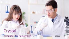  Presentation with consumer product innovation lab - Beautiful slides featuring microbology cheese - two lab doctor testing food backdrop and a  colored foreground