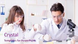  Presentation with consumer product innovation lab - Presentation theme featuring two lab doctor testing food background and a  colored foreground