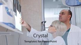  Presentation with lab animal - Colorful slide deck enhanced with lab dog - portrait of a veterinarian backdrop and a light blue colored foreground