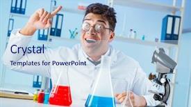  Presentation with laboratory animals - PPT layouts featuring lab equpment - funny mad chemist working background and a sky blue colored foreground