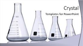  Presentation with flasks - Audience pleasing presentation theme consisting of lab equpment - laboratory flasks of different sizes backdrop and a white colored foreground