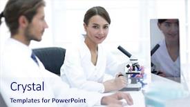  Presentation with lab test - Audience pleasing slides consisting of lab expert working backdrop and a  colored foreground