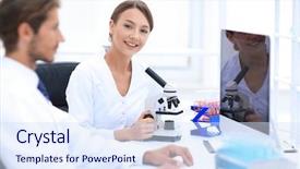  Presentation with lab test - Slides enhanced with lab expert working background and a sky blue colored foreground