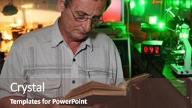  Presentation with lab - Colorful PPT theme enhanced with diffraktion - scientist with glass read book backdrop and a tawny brown colored foreground