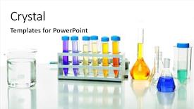  Presentation with lab glassware - Audience pleasing PPT layouts consisting of lab research - closeup image of laboratory glassware backdrop and a white colored foreground