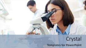  Presentation with research - PPT theme having lab research background and a light blue colored foreground