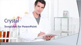  Presentation with tests - PPT theme having lab results - chemistry student performing a series background and a sky blue colored foreground