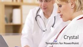  Presentation with lab test - Theme featuring lab results - two doctors - male background and a sky blue colored foreground