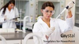  Presentation with liquid - PPT theme having lab safety - focus student pouring a liquid background and a soft green colored foreground