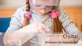  Presentation with flasks - Colorful PPT layouts enhanced with lab safety - happy little girl with flasks backdrop and a  colored foreground