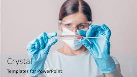  Presentation with dna rna - Colorful PPT layouts enhanced with lab-technician-holding-coronavirus-covid backdrop and a light blue colored foreground