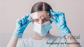  Presentation with lab - Slides having lab-technician-set-of-protective background and a light blue colored foreground