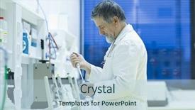  Presentation with scientific research - Presentation with lab using a gas chromatograph background and a light blue colored foreground