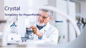  Presentation with scientific research - Beautiful presentation theme featuring lab using a gas backdrop and a sky blue colored foreground