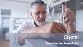  Presentation with scientific research - Beautiful slides featuring lab using a gas backdrop and a seafoam green colored foreground