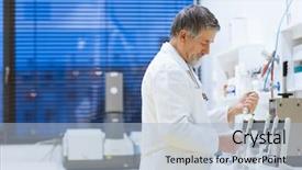  Presentation with scientific research - Beautiful PPT theme featuring lab using a gas backdrop and a light blue colored foreground