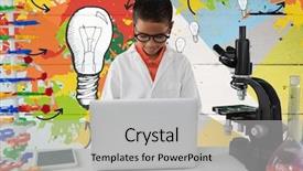  Presentation with light bulbs - Cool new theme with lab with colorful light backdrop and a light gray colored foreground