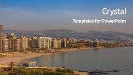  Presentation with middle east - Presentation design featuring labanon - beirut capital city of lebanon background and a teal colored foreground