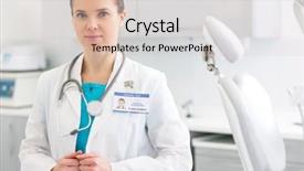  Presentation with confident - Slide deck featuring labcoat with stethoscope at dental background and a  colored foreground