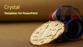  Presentation with medal - Cool new presentation theme with label-1st-on-the-golden backdrop and a tawny brown colored foreground