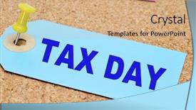  Presentation with tax refund - Theme with label with the words tax background and a coral colored foreground