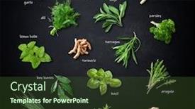  Presentation with herbs - Slide set having labeled-collection-of-various-fresh background and a tawny brown colored foreground